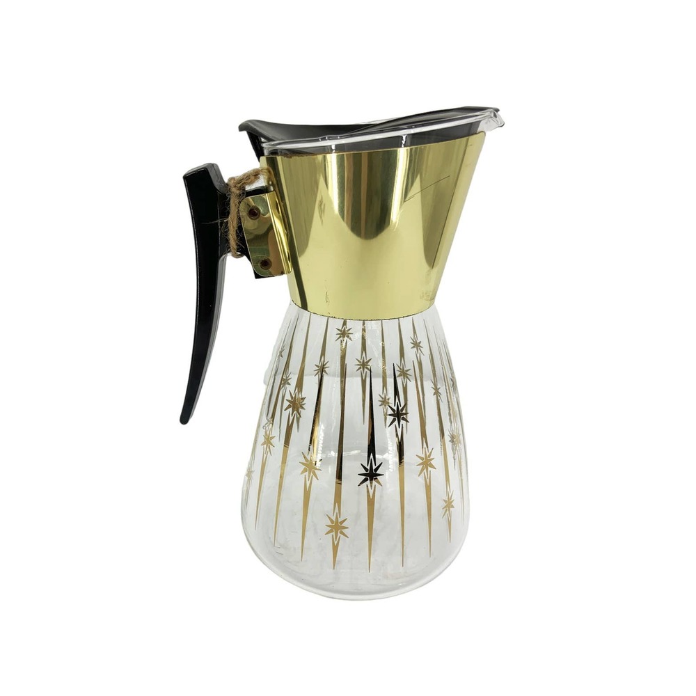 MCM Coffee Carafe Pot Gold Star Pattern
